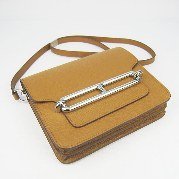 Replica Hermes Togo Leather Messenger Bag Light Coffee 8078 - Click Image to Close